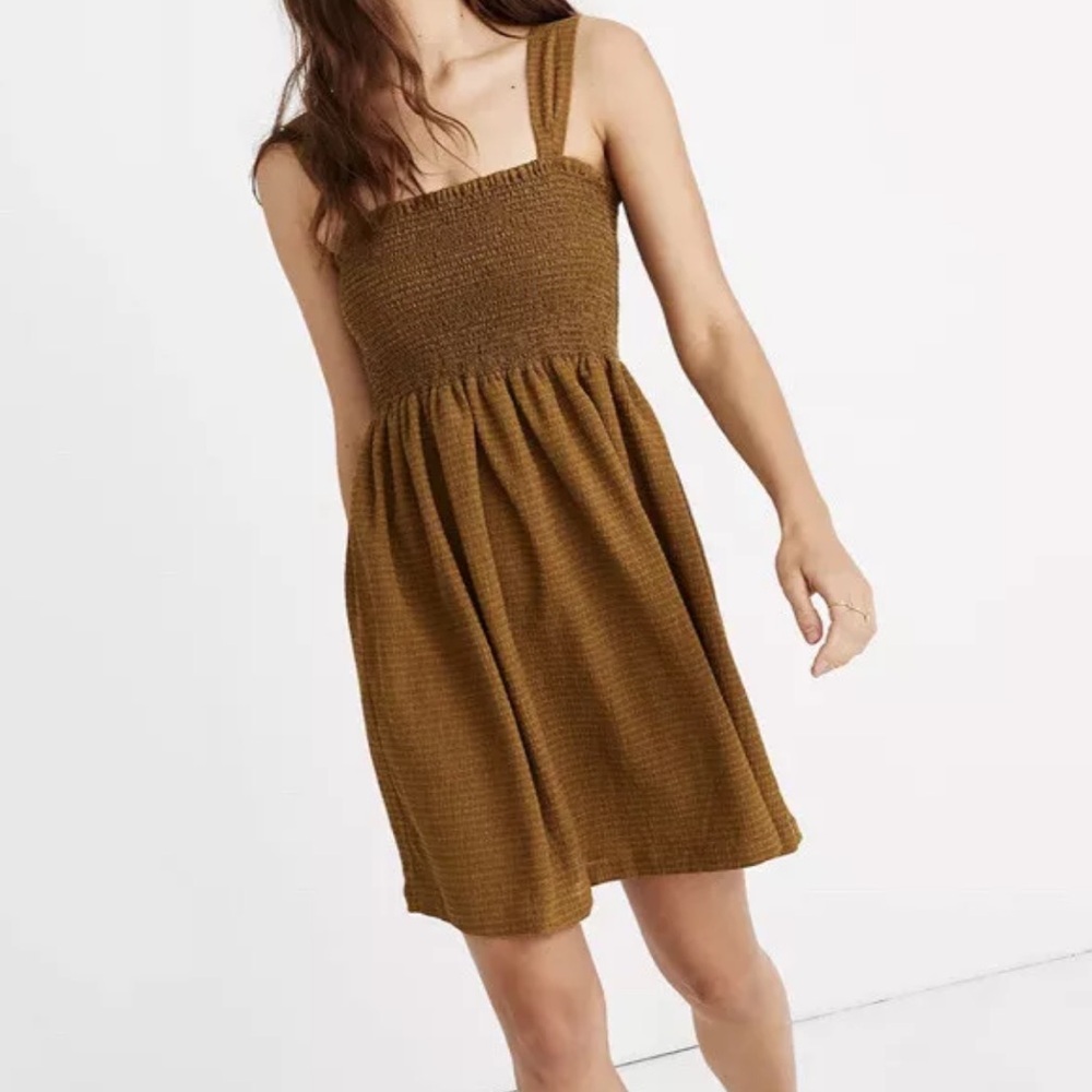 Madewell Olive Smocked Mini Dress - Picture 6 of 11